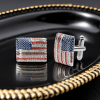 Stars & Stripes Crystal Cufflinks – American Flag Enamel & Crystal Accents - Che Cose Belle