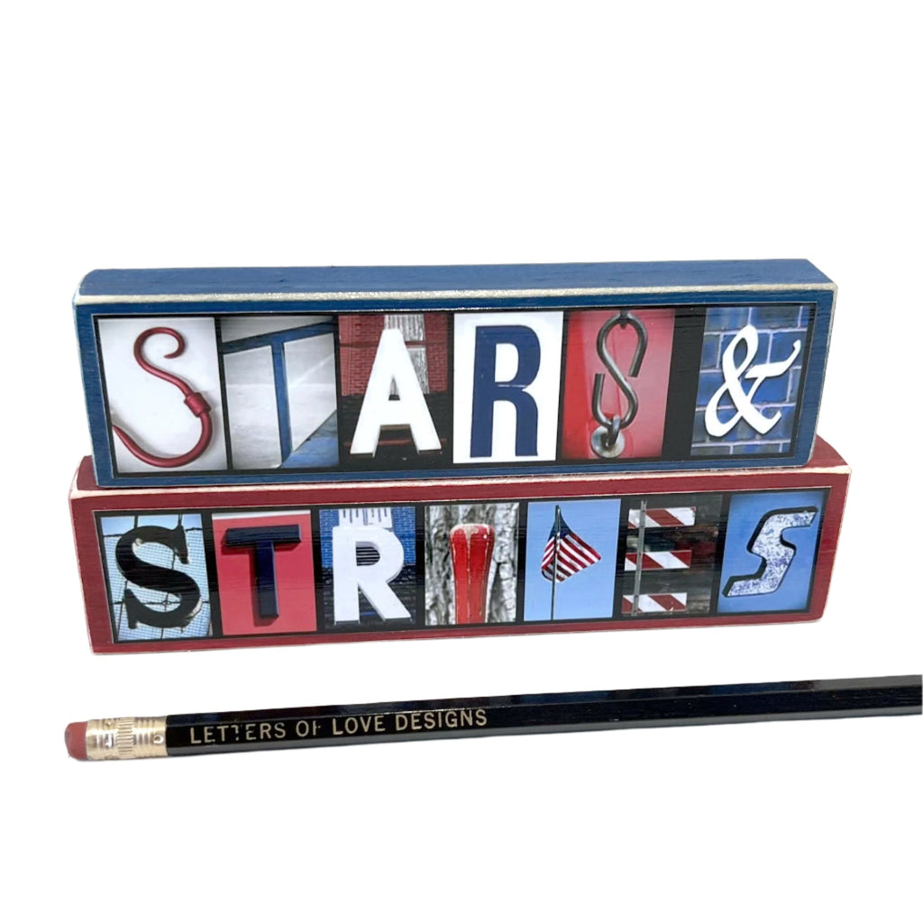 Stars & Stripes Word Block Set | Letters of Love Designs - Che Cose Belle