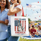 Statue of Liberty America Flag 250 Years Tote Bag, 4th of July USA Patriotic 1776–2026 Gift Shopper - Che Cose Belle