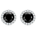 Black Halo Moissanite Stud Earrings in 925 Sterling Silver