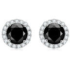 Black Halo Moissanite Stud Earrings in 925 Sterling Silver