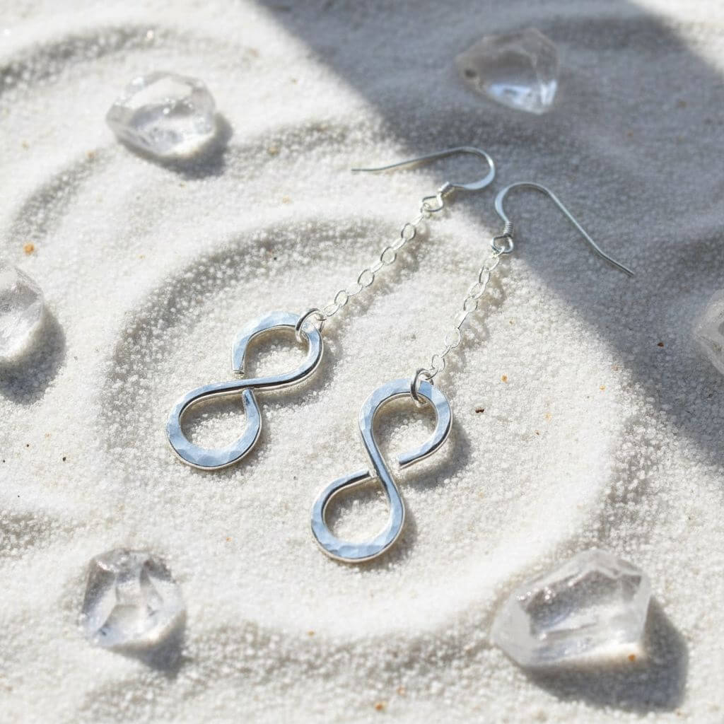 Sterling Silver Hammer Patterned Infinity Earrings - Che Cose Belle