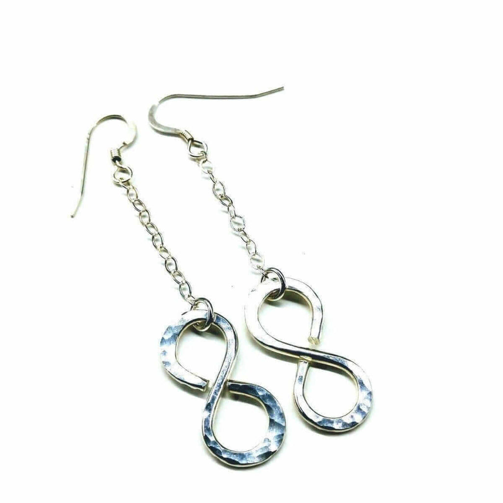 Sterling Silver Hammer Patterned Infinity Earrings - Che Cose Belle