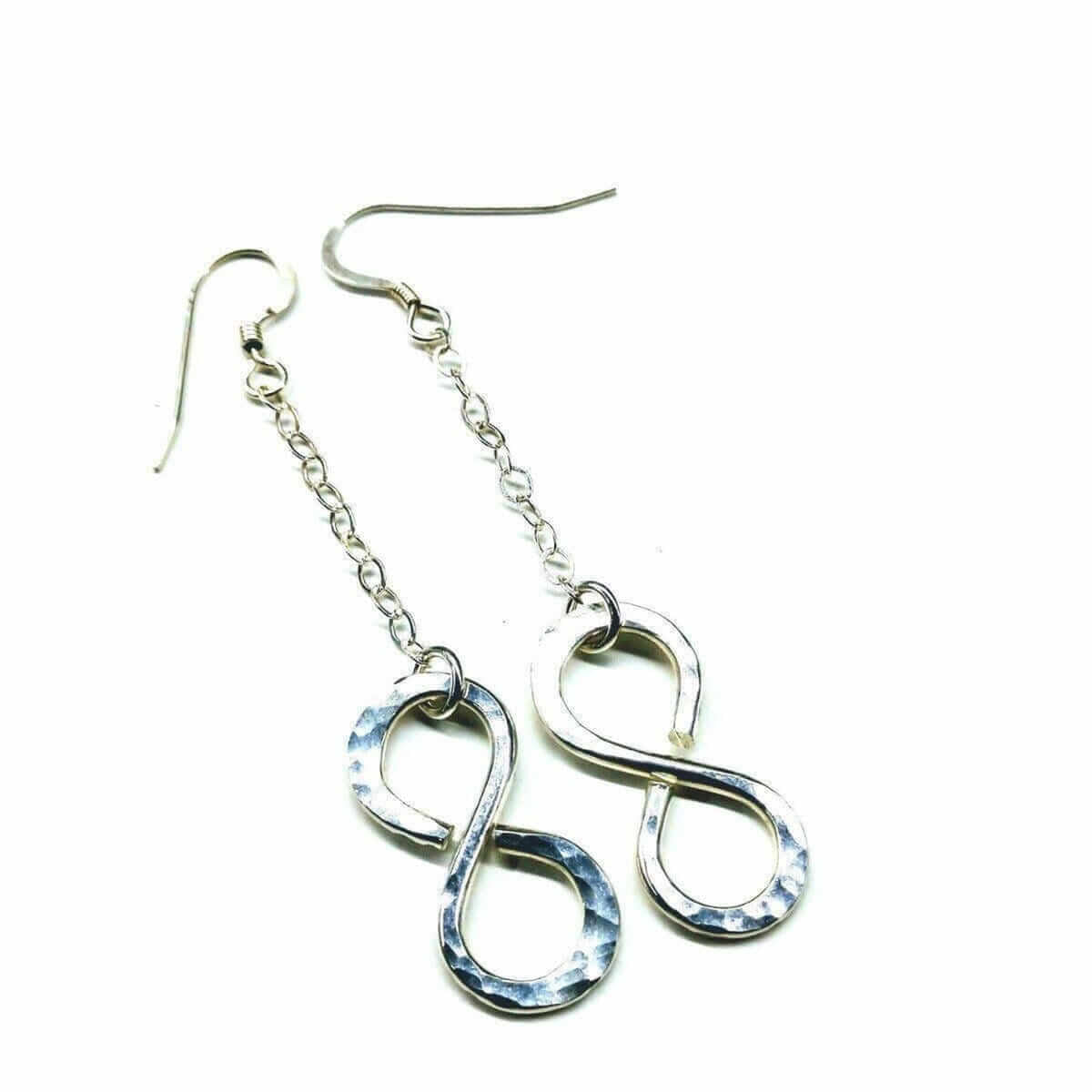 Sterling Silver Hammer Patterned Infinity Earrings - Che Cose Belle