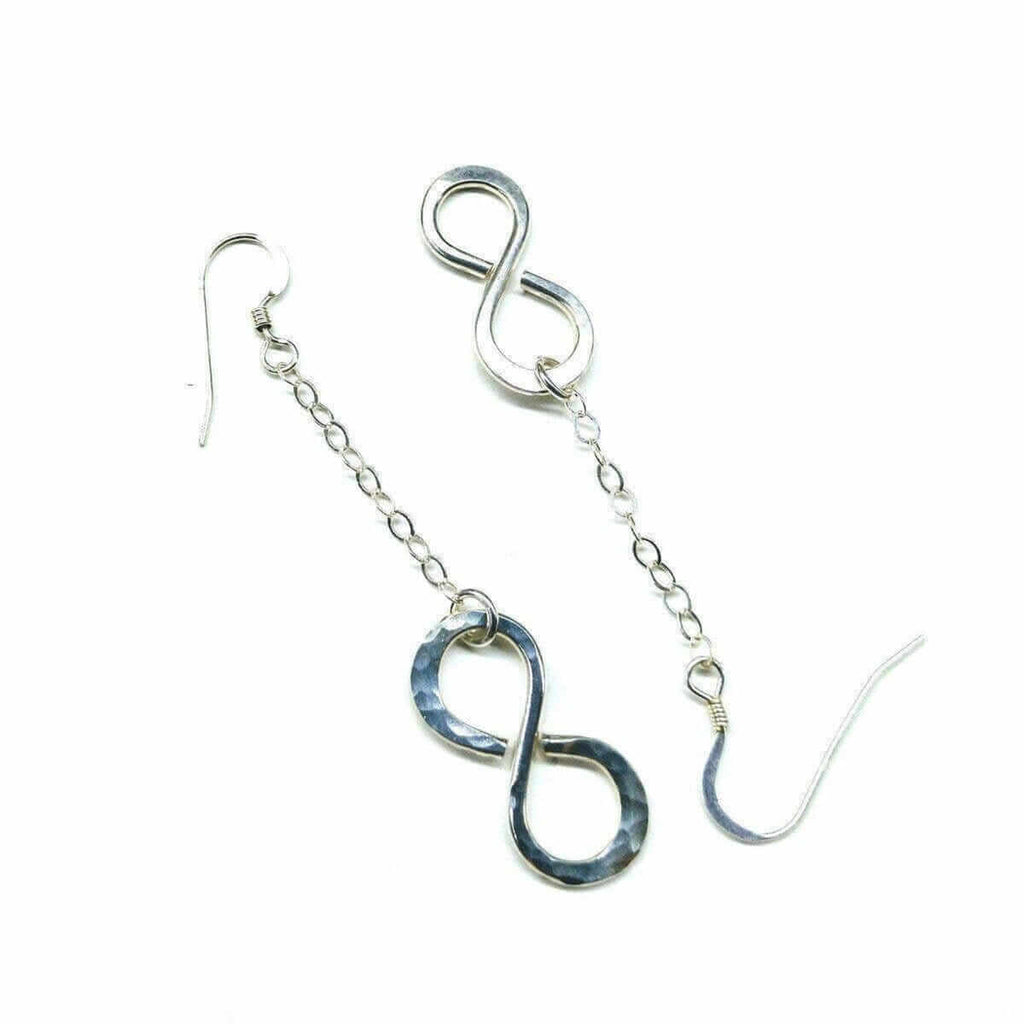 Sterling Silver Hammer Patterned Infinity Earrings - Che Cose Belle