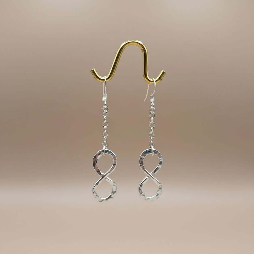 Sterling Silver Hammer Patterned Infinity Earrings - Che Cose Belle