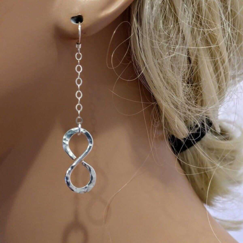 Sterling Silver Hammer Patterned Infinity Earrings - Che Cose Belle
