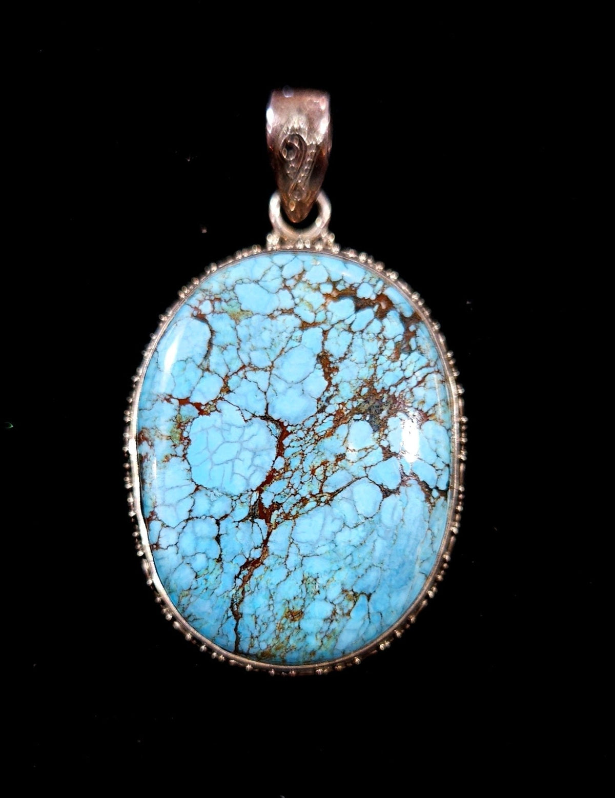 Sterling Silver Number 8 Turquoise Pendant – Natural Turquoise Statement Jewelry - Che Cose Belle