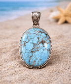 Sterling Silver Number 8 Turquoise Pendant – Natural Turquoise Statement Jewelry - Che Cose Belle
