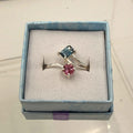 Sterling Silver Pink & Blue Tourmaline Ring - Size 10 - Healing, Calm & Loving - Che Cose Belle