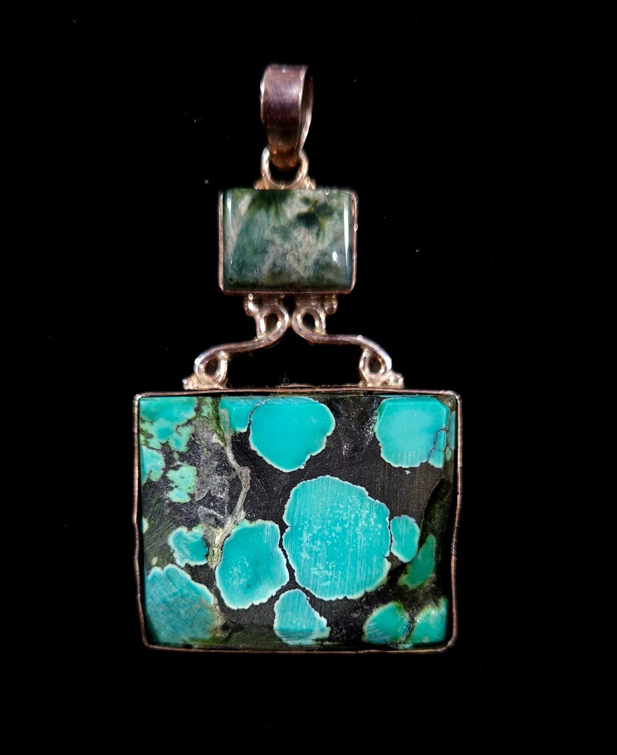 Sterling Silver Raw Turquoise & Agate Pendant – Statement Coastal Jewelry - Che Cose Belle