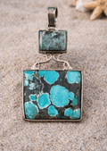 Sterling Silver Raw Turquoise & Agate Pendant – Statement Coastal Jewelry - Che Cose Belle