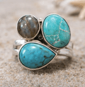 Sterling Silver Turquoise & Labradorite Ring – Coastal Statement Jewelry Size 5 - Che Cose Belle