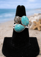 Sterling Silver Turquoise & Labradorite Ring – Coastal Statement Jewelry Size 5 - Che Cose Belle