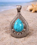 Sterling Silver Turquoise Teardrop Pendant – Coastal Statement Jewelry - Che Cose Belle