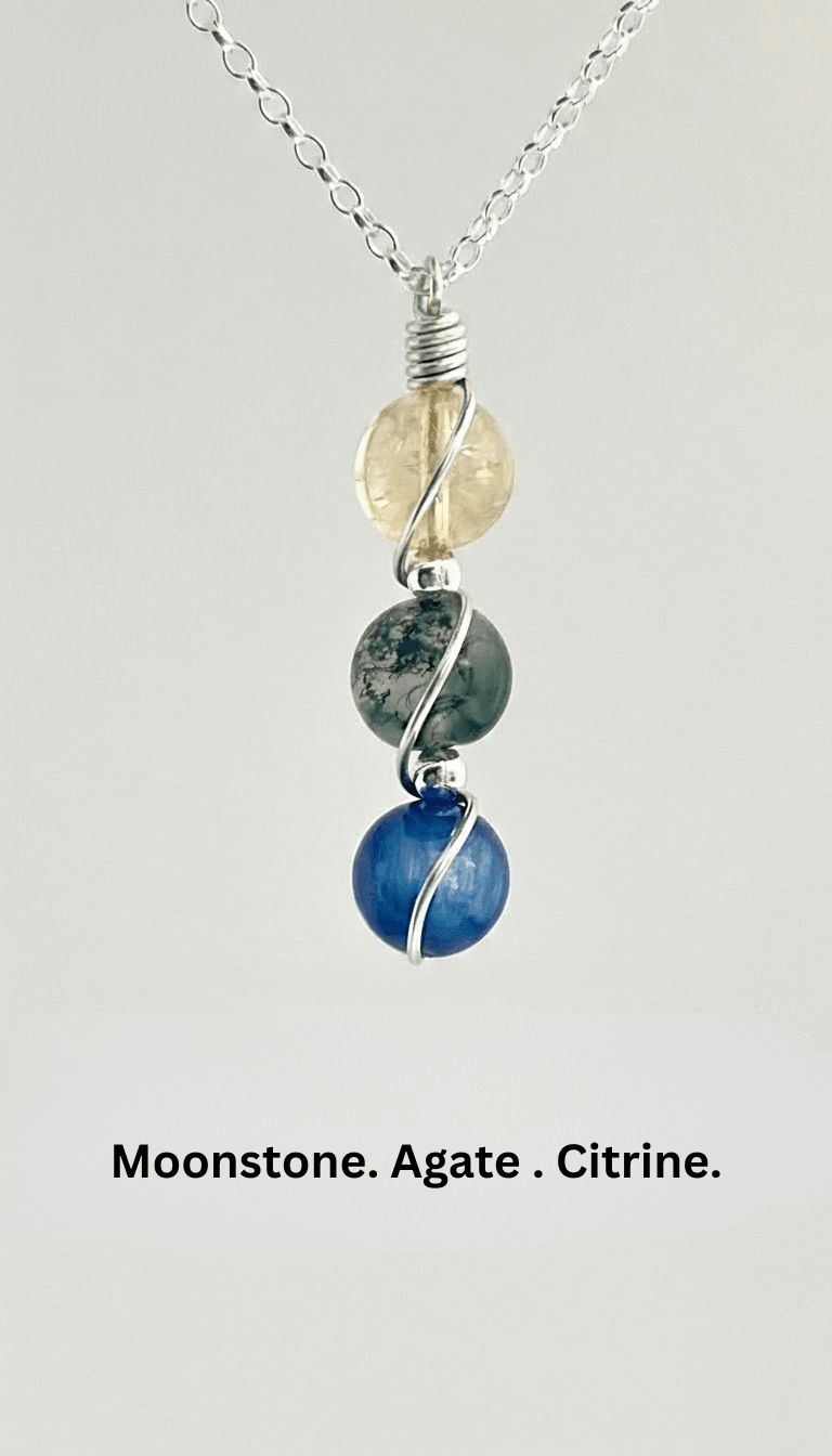 Sterling Silver Wire Wrapped Zodiac Stone Assistance Necklace - Che Cose Belle