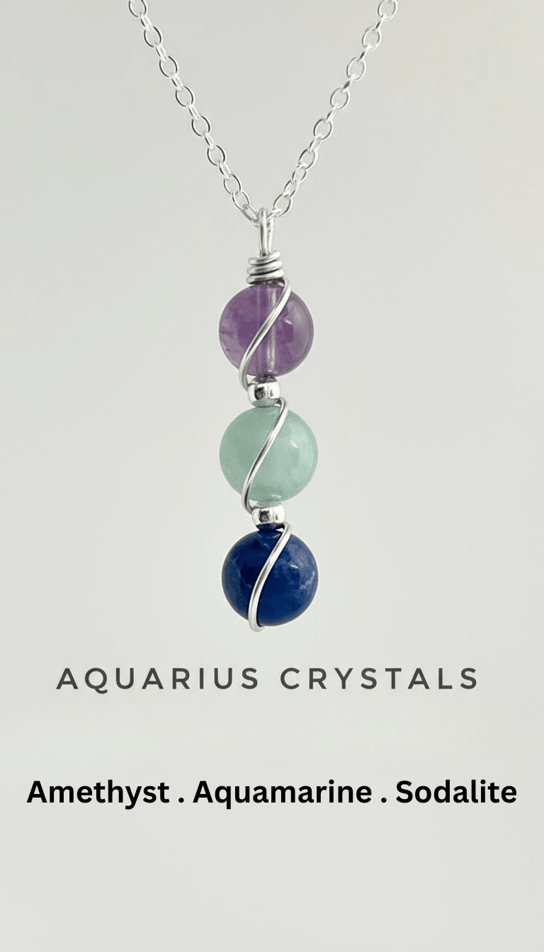Sterling Silver Wire Wrapped Zodiac Stone Assistance Necklace - Che Cose Belle