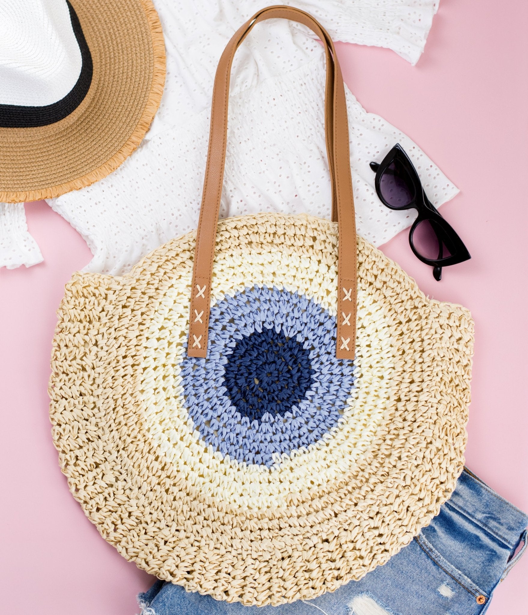 Straw Circle Tote - Che Cose Belle