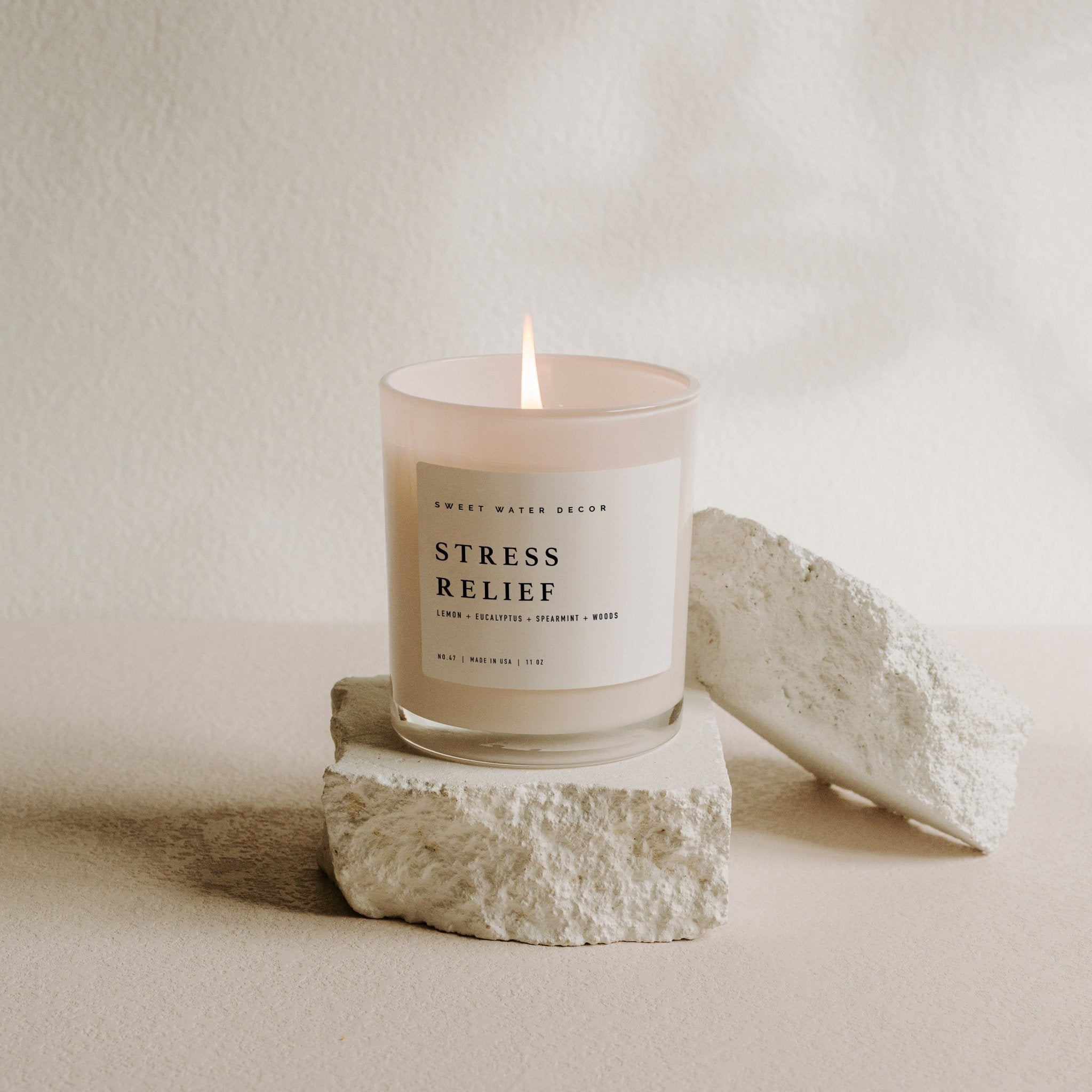 Stress Relief Soy Candle - White Jar - 11 oz - Che Cose Belle
