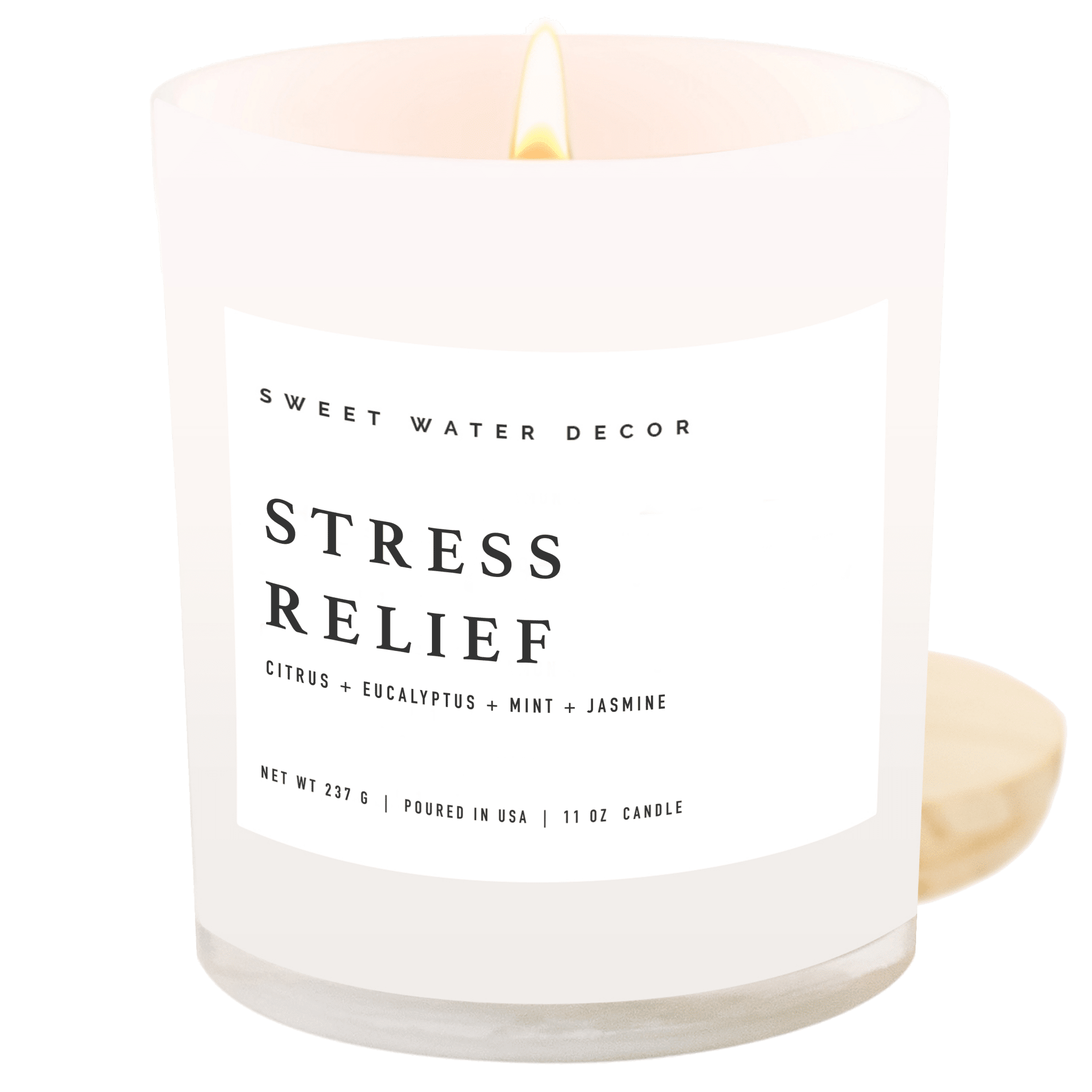 Stress Relief Soy Candle - White Jar - 11 oz - Che Cose Belle