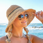 Stripe Accent Straw Hat - Che Cose Belle