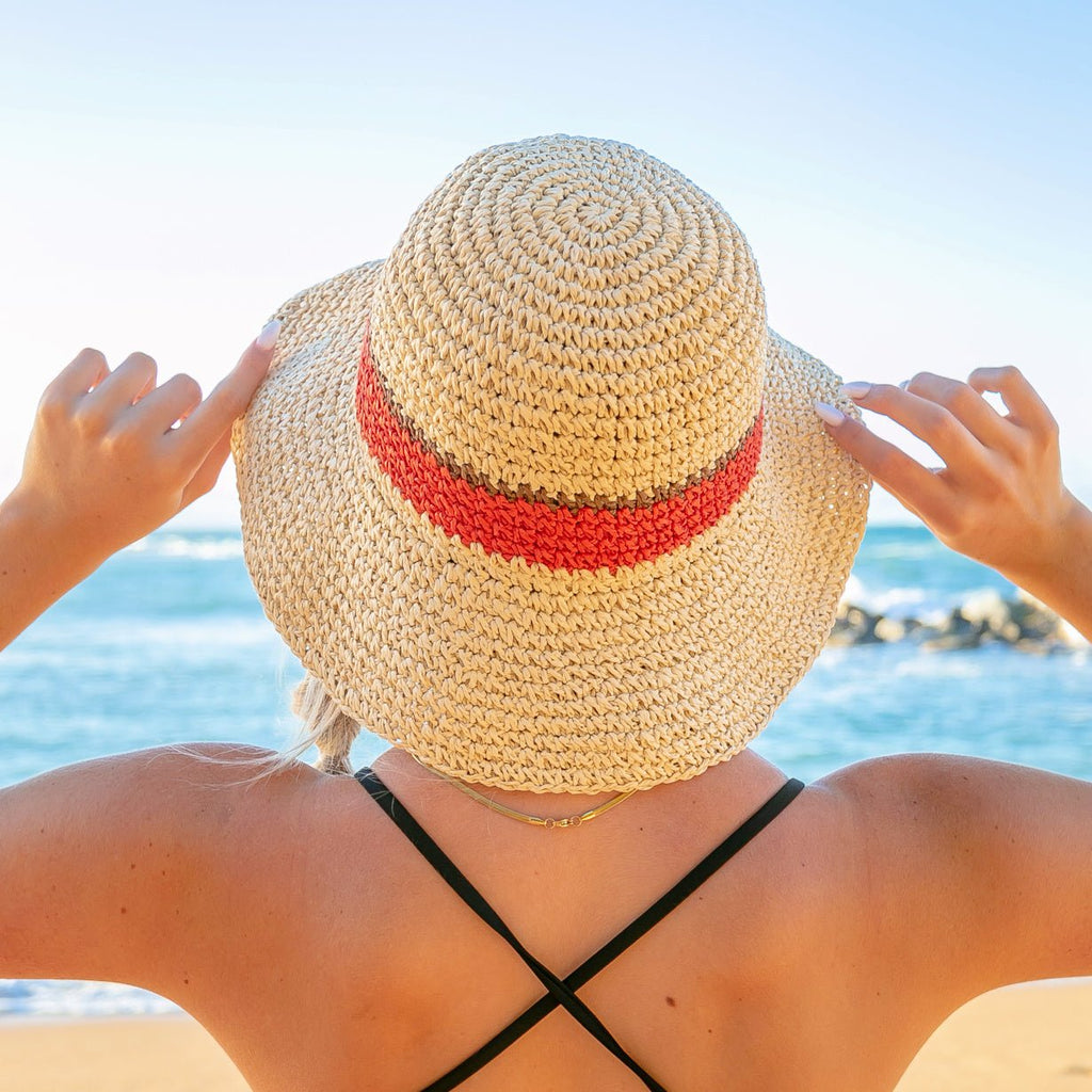 Stripe Accent Straw Hat - Che Cose Belle