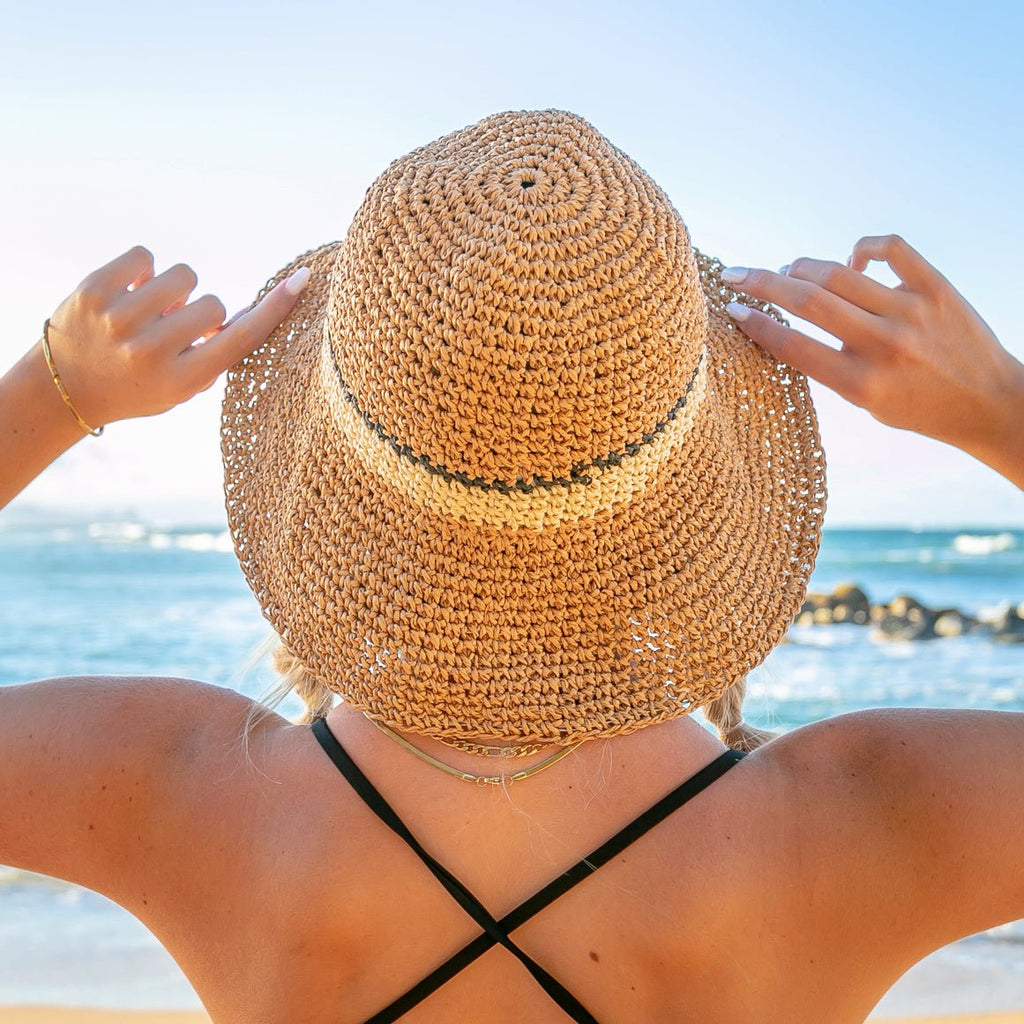 Stripe Accent Straw Hat - Che Cose Belle