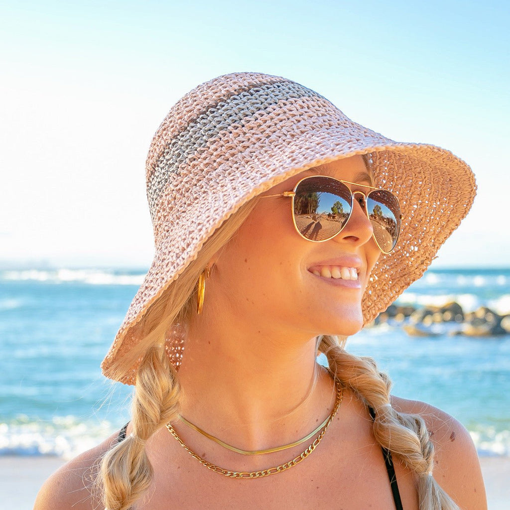 Stripe Accent Straw Hat - Che Cose Belle
