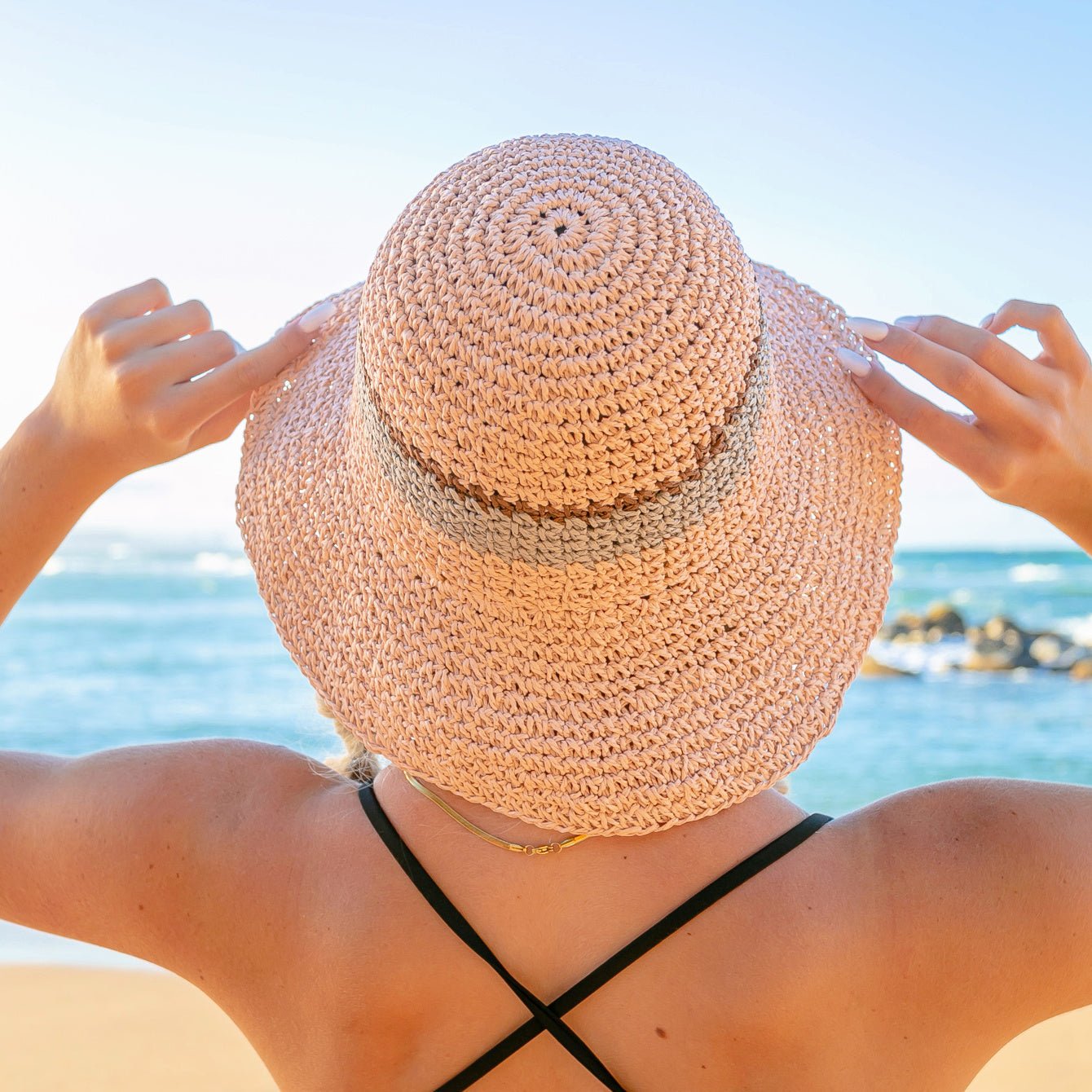 Stripe Accent Straw Hat - Che Cose Belle