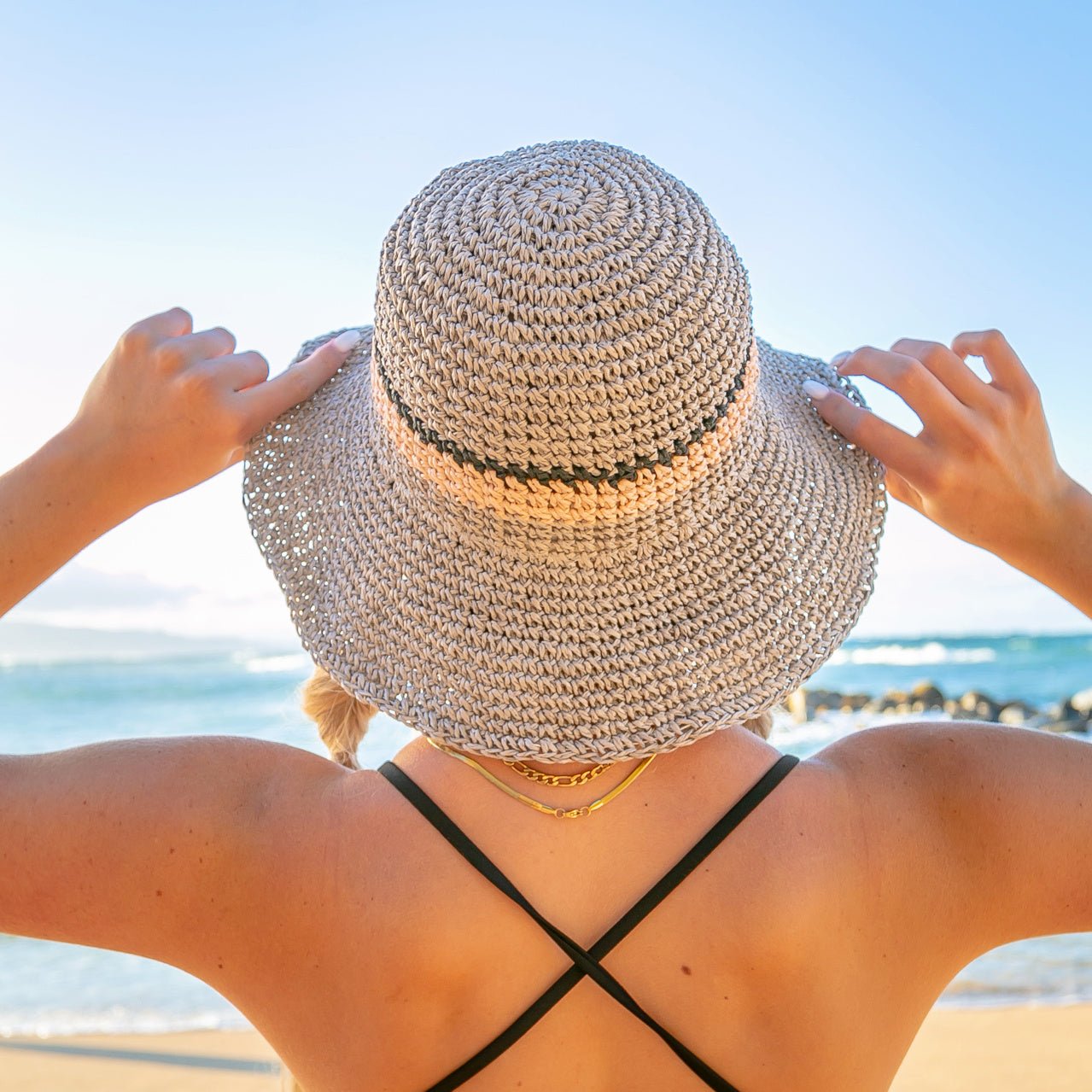 Stripe Accent Straw Hat - Che Cose Belle