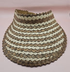 Striped Woven Palm Leaf Visor – Straw Sun Hat | Blue, Green, or Natural | Elastic Back - Che Cose Belle