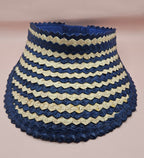 Striped Woven Palm Leaf Visor – Straw Sun Hat | Blue, Green, or Natural | Elastic Back - Che Cose Belle