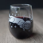 Space Dog Stemless Wine Glass - etched glassware
