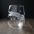 Space Dog Stemless Wine Glass - etched glassware