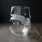 Space Dog Stemless Wine Glass - etched glassware