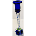 Stunning Blue Art Glass Candlesticks with Twisted Stems and Flowers - Che Cose Belle