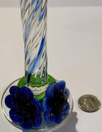 Stunning Blue Art Glass Candlesticks with Twisted Stems and Flowers - Che Cose Belle