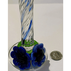 Stunning Blue Art Glass Candlesticks with Twisted Stems and Flowers - Che Cose Belle