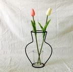 Style Retro Line Flowers Vase Frame Nordic Style Wall Hanging Metal Holder Modern Solid Home Decor Modern Rose Frame Clear Vase Planter Flower Holder Decorations for Wedding Living Room, Office Party - Che Cose Belle