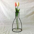 Style Retro Line Flowers Vase Frame Nordic Style Wall Hanging Metal Holder Modern Solid Home Decor Modern Rose Frame Clear Vase Planter Flower Holder Decorations for Wedding Living Room, Office Party - Che Cose Belle
