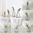 Style Retro Line Flowers Vase Frame Nordic Style Wall Hanging Metal Holder Modern Solid Home Decor Modern Rose Frame Clear Vase Planter Flower Holder Decorations for Wedding Living Room, Office Party - Che Cose Belle