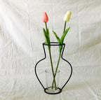 Style Retro Line Flowers Vase Frame Nordic Style Wall Hanging Metal Holder Modern Solid Home Decor Modern Rose Frame Clear Vase Planter Flower Holder Decorations for Wedding Living Room, Office Party - Che Cose Belle