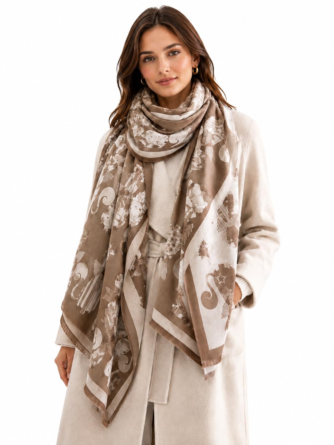 stylesilove Women's Cat Print Shawl Wrap, Soft Reversible Acrylic Scarf, Oversized Winter Poncho Cape for Travel & Gifts - Che Cose Belle