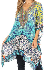 Stylish Rhinestone Lace-Up V-Neck Women's Caftan Poncho Cover-Up by Sakkas Aymee - Che Cose Belle