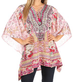 Stylish Rhinestone Lace-Up V-Neck Women's Caftan Poncho Cover-Up by Sakkas Aymee - Che Cose Belle