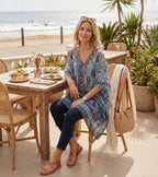 Stylish Rhinestone Lace-Up V-Neck Women's Caftan Poncho Cover-Up by Sakkas Aymee - Che Cose Belle
