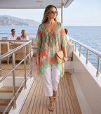 Stylish Rhinestone Lace-Up V-Neck Women's Caftan Poncho Cover-Up by Sakkas Aymee - Che Cose Belle