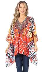 Stylish Rhinestone Lace-Up V-Neck Women's Caftan Poncho Cover-Up by Sakkas Aymee - Che Cose Belle