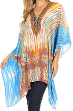 Stylish Rhinestone Lace-Up V-Neck Women's Caftan Poncho Cover-Up by Sakkas Aymee - Che Cose Belle