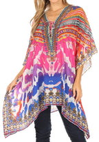 Stylish Rhinestone Lace-Up V-Neck Women's Caftan Poncho Cover-Up by Sakkas Aymee - Che Cose Belle